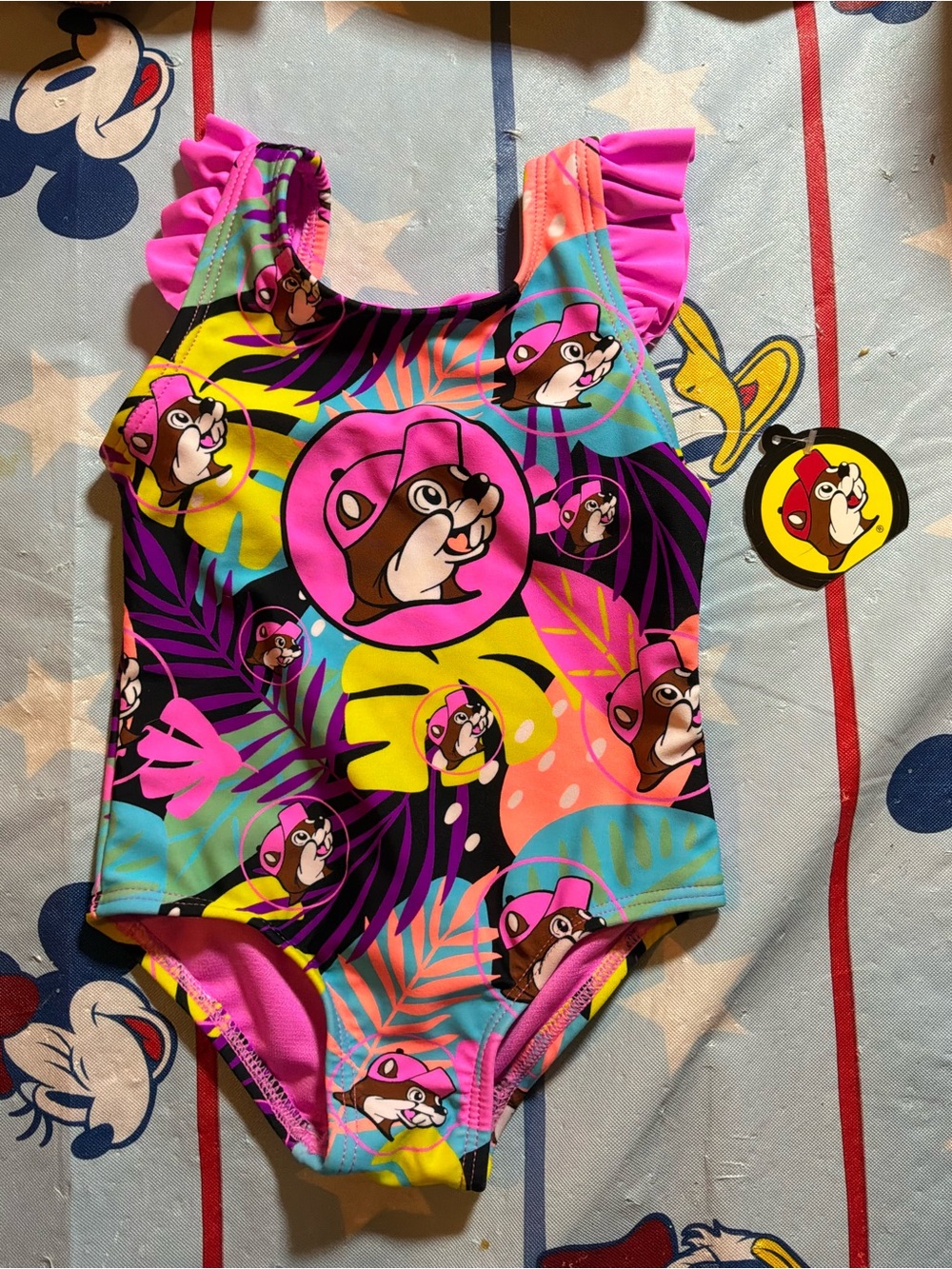Buc-ee’s girls swim suit one piece tropical 9-12 months -NWT